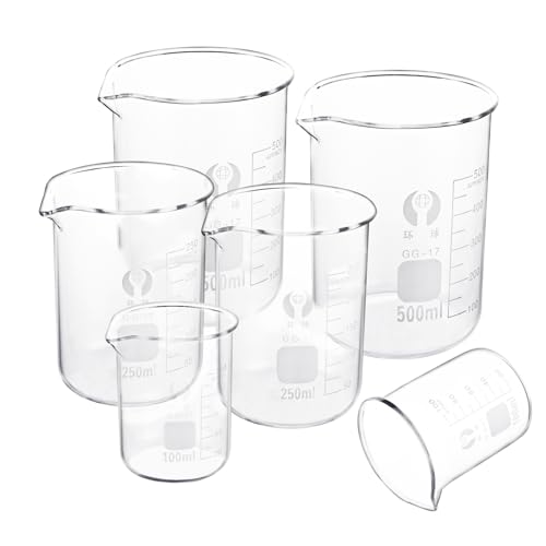 VIDETOL 6 Stück Messbecher Glas, 100ml / 250ml / 500ml Becherglas, Borosilikatglas mit Graduierung und Ausguss für Labor, Küche VIDETOL 6 Stück Messbecher Glas, 100ml / 250ml / 500ml Becherglas, Borosilikatglas mit Graduierung und Ausguss für Labor, Küche von VIDETOL
