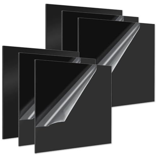 VIDETOL Schwarze Acrylplatten, 200 x 200 x 3 mm, schwarz glänzende Acryl-Kunststoffplatte, schwarze Acrylplatte für Bilder, Malerei, Basteln, Schneiden, 6 Stück von VIDETOL