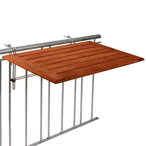 VIDEX GmbH & Co. KG Balkonhängetisch Bambusholz 40 x 60cm, Balkonklapptisch aus Bambusholz, Balkontisch klappbar für Balkongitter & -Brüstung von VIDEX GmbH & Co. KG