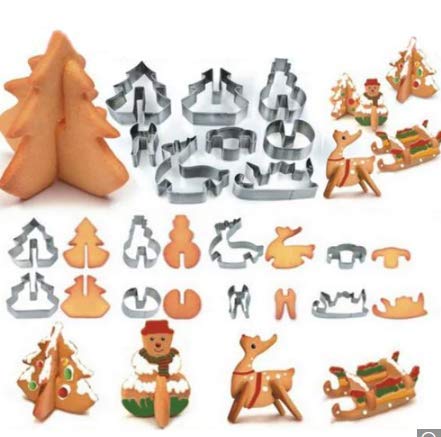 8 STÜCKE Horten 3D Weihnachtsszene Ausstecher Form Set Edelstahl Quadrat Dan Kuchenform Silber von VIDOO