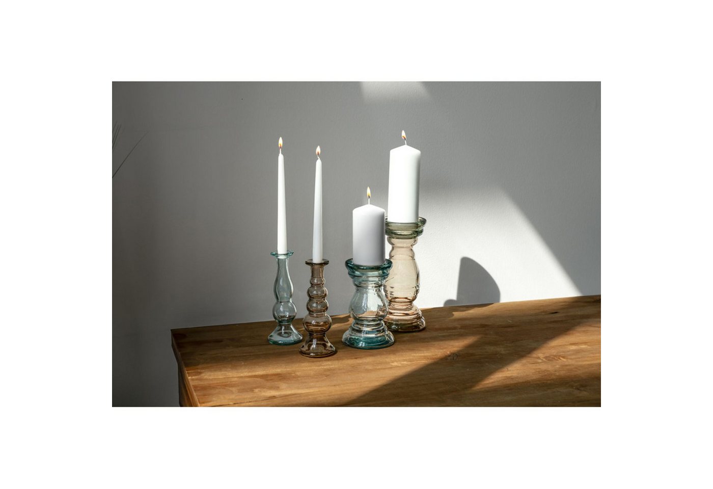 VIDRIOS SAN MIGUEL SL Kerzenständer 6x Kerzenleuchter Baco 22cm Glas Ständer Stumpen Stab Halter Teelicht von VIDRIOS SAN MIGUEL SL