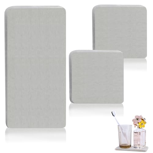 VIDSTW 3 Stück Wasserabsorbierende Untersetzer Bad Schnelltrocknend Wasserabsorbierender Stein für Spüle 16x8cm, 8x8cm Wasserabsorbierende Steine Rutschfest für Waschbecken Badewannenränder Duschräume von VIDSTW