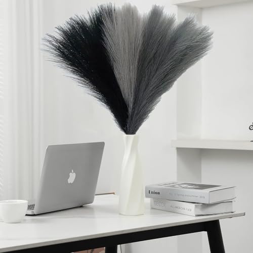 VIDSTW 30 Stück 55 cm Pampasgras Künstlich Trockenblumen Pampasgras de Deko Wohnzimmer Getrocknete Blüten Flauschig Faux Boho für Dekorieren Sie Schlafzimmer Wohnzimmer Hochzeit (Dreifarbig C) von VIDSTW