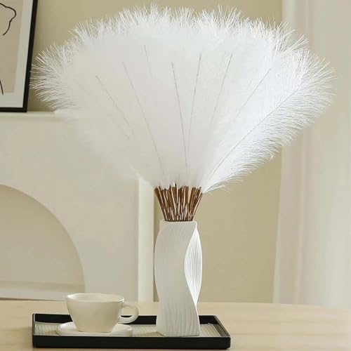 VIDSTW 30 Stück Pampasgras 55 cm Künstlich Trockenblumen Deko Getrocknete Blüten Flauschig Faux Pampasgras Boho für Zuhause Hochzeit (Weiß) von VIDSTW
