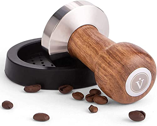 VIENESSO Tamper Set (51 mm) – Edler Barista Espresso-Stempel aus Edelstahl und formfeiner Echtholzgriff inkl. schützender Ablage-Matte, Siebträger Zubehör für zu Hause + gratis E-Book von VIENESSO