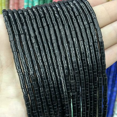 2 * 3.0mM Flat Cylinder Agates Lapis Lazuli Tiger Eye Jaspers Tube Spacer Beads For Jewelry Making Diy Bracelet Natural Stone-Black Stone-2X3.0mm 150pcs von VIEPGJ