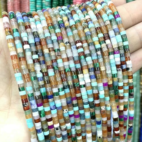 2 * 3.0mM Flat Cylinder Agates Lapis Lazuli Tiger Eye Jaspers Tube Spacer Beads For Jewelry Making Diy Bracelet Natural Stone-Colorful Stone-2X3.0mm 150pcs von VIEPGJ