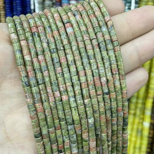 2 * 3.0mM Flat Cylinder Agates Lapis Lazuli Tiger Eye Jaspers Tube Spacer Beads For Jewelry Making Diy Bracelet Natural Stone-Unakite-2X3.0mm 150pcs von VIEPGJ