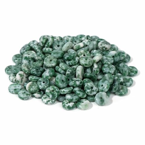 2 * 6MM Natural Stone Spacer Beads Agates Tiger Eye Jades Heishi Flat Clips Shape Loose Bead For Jewelry DIY Bracelet Necklace-NO.38 Green Dot-2x6mm about 50pcs von VIEPGJ