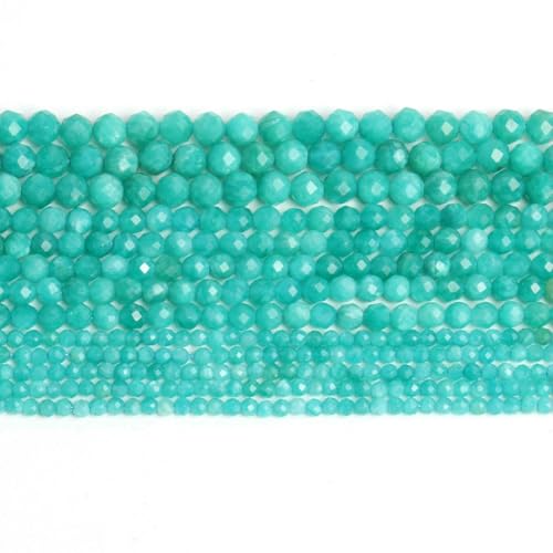 2 3 4,0 mm natürliche facettierte Citrin-Opal-Jade-Onyx-Edelsteinperlen, runde Mineralperlen zur Schmuckherstellung, DIY-Armbandzubehör – Blauer Amazonit – 3,0 mm (ca. 110 Stück) von VIEPGJ