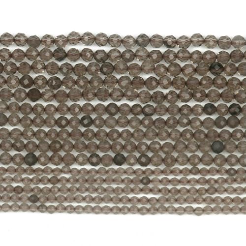 2 3 4,0 mm natürliche facettierte Citrin-Opal-Jade-Onyx-Edelsteinperlen, runde Mineralperlen zur Schmuckherstellung, DIY-Armbandzubehör – Rauchquarz – 2 mm (ca. 170 Stück) von VIEPGJ