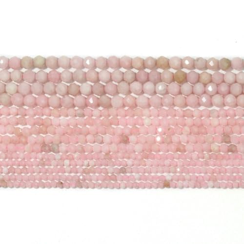 2 3 4,0 mm natürliche facettierte Citrin-Opal-Jade-Onyx-Edelsteinperlen, runde Mineralperlen zur Schmuckherstellung, DIY-Armbandzubehör – Rosa Opal – 2 mm (ca. 170 Stück) von VIEPGJ