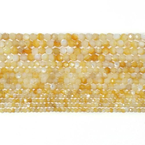 2 3 4,0 mm natürliche facettierte Citrin-Opal-Jade-Onyx-Edelsteinperlen, runde Mineralperlen zur Schmuckherstellung, DIY-Armbandzubehör – gelbe Muschel – 3,0 mm (ca. 110 Stück) von VIEPGJ