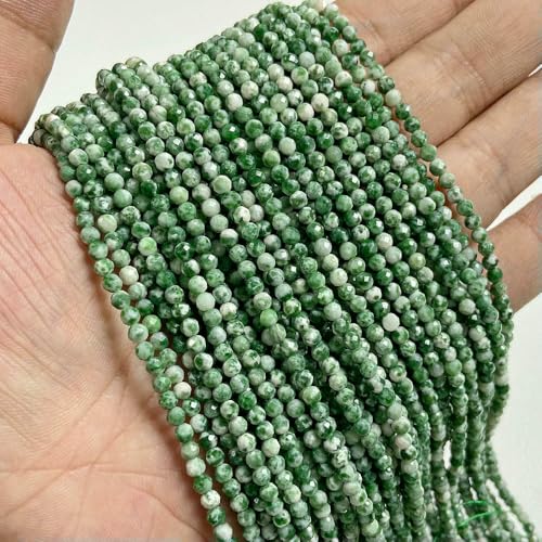 2mm 3.0mm 4.0mm Natural Stone Beads Faceted Green Malachite Turquoises Agates Quartz Spacer Beads for Jewelry Making DIY Accessries-Green Dot-4.0mm about 90pcs von VIEPGJ