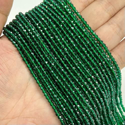 2mm 3.0mm 4.0mm Natural Stone Beads Faceted Green Malachite Turquoises Agates Quartz Spacer Beads for Jewelry Making DIY Accessries-Green Quartz-2mm about 180pcs von VIEPGJ