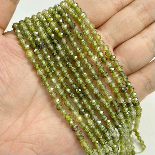 2mm 3.0mm 4.0mm Natural Stone Beads Faceted Green Malachite Turquoises Agates Quartz Spacer Beads for Jewelry Making DIY Accessries-Green Zircon-2mm about 180pcs von VIEPGJ