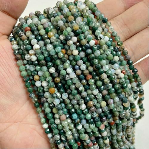 2mm 3.0mm 4.0mm Natural Stone Beads Faceted Green Malachite Turquoises Agates Quartz Spacer Beads for Jewelry Making DIY Accessries-Indian Agate-4.0mm about 90pc von VIEPGJ
