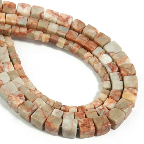 4 6 8mm Natural Square Beads Jasper Opal Jade Rose Quartz Crystal Loose Cube Stone Bead for Jewelry Making DIY Bracelet 15inch-Red web jasper-8mm 48pcs beads 4 6 8mm Natural Square Beads Jasper Opal Jade Rose Quartz Crystal Loose Cube Stone Bead for Jewelry Making DIY Bracelet 15inch-Red web jasper-8mm 48pcs beads von VIEPGJ