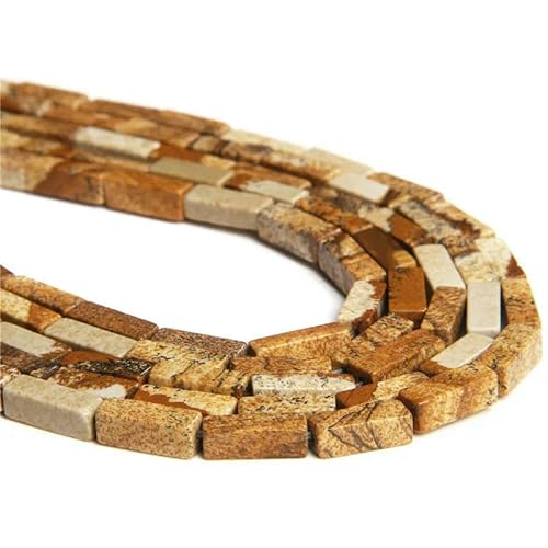 4x13.0mm Natural Square Tube Beads Tiger Eye Turquoises Amethysts Imperial Jaspers Loose Beads for Jewelry Making DIY Bracelet-Picture Stone-4x13.0mm about 30pcs von VIEPGJ