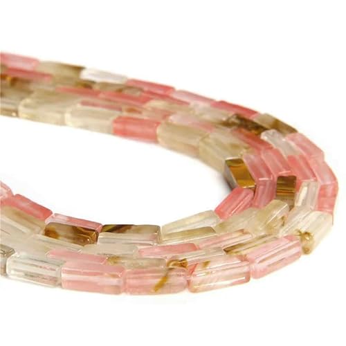 4x13.0mm Natural Square Tube Beads Tiger Eye Turquoises Amethysts Imperial Jaspers Loose Beads for Jewelry Making DIY Bracelet-Watermelon Stone-4x13.0mm about 15 von VIEPGJ