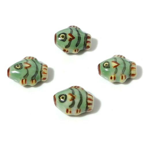 5 Stück Keramikperlen in Cartoon-Fischform, handbemalt, Keramikanhänger, Porzellanperlen für DIY-Schmuckherstellung, Zubehör, 15 x 12 mm, Hellgrün 5 Stück Keramikperlen in Cartoon-Fischform, handbemalt, Keramikanhänger, Porzellanperlen für DIY-Schmuckherstellung, Zubehör, 15 x 12 mm, Hellgrün von VIEPGJ