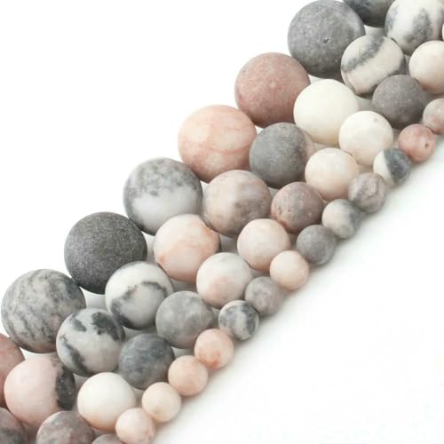 6mm 8mm Natural Stone Rose Quartzs Pink Crystal Cat Eye Howlite Jade Round Loose Beads for Jewelry Making DIY Bracelet Wholesale-matte zebra jasper-6mm approx 61 von VIEPGJ