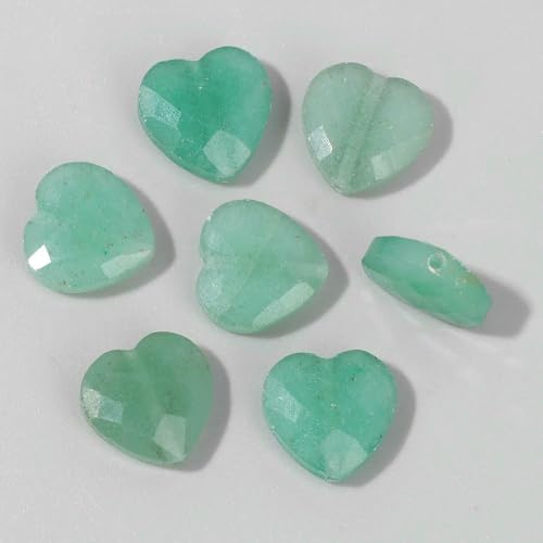 Faceted Heart Shape Stone Bead Natural Tiger Eye Amethysts Clear Quartzs Charms Beads For Jewelry Making DIY Supply-Green Aventurine-3 pieces von VIEPGJ