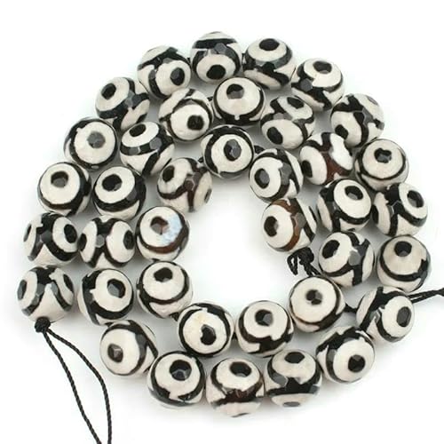 Natürlicher schwarzer Vulkanlava-Onyx-Obsidian-Labradorit-Stein, runde Perlen für Herrenschmuck, DIY-Liebhaberarmband, Großhandel, tibetischer Achat, 12 mm, 30 Stück Natürlicher schwarzer Vulkanlava-Onyx-Obsidian-Labradorit-Stein, runde Perlen für Herrenschmuck, DIY-Liebhaberarmband, Großhandel, tibetischer Achat, 12 mm, 30 Stück von VIEPGJ