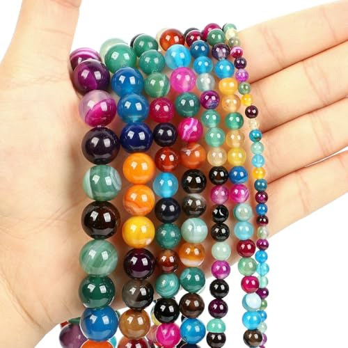 Natural Stone Beads Blue Aquamarine Agate Tiger Eye Quartz Jades Loose Beads For Jewelry Making 4/6/8/10/12mm DIY Bracelets-Colorful Agate-4.0mm about 90pcs Natural Stone Beads Blue Aquamarine Agate Tiger Eye Quartz Jades Loose Beads For Jewelry Making 4/6/8/10/12mm DIY Bracelets-Colorful Agate-4.0mm about 90pcs von VIEPGJ