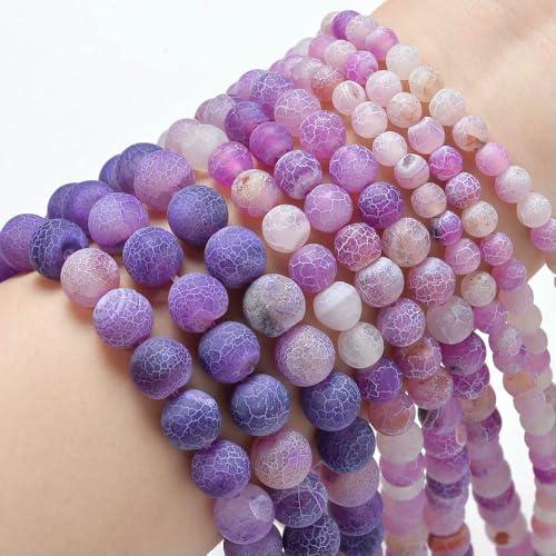 Natural Stone Beads Blue Tiger Eye Agate Turquoise Rose Quartz lapis Jade Round Loose Beads for Jewelry Making DIY Bracelet-Crack agate-8mm about 45 pcs von VIEPGJ