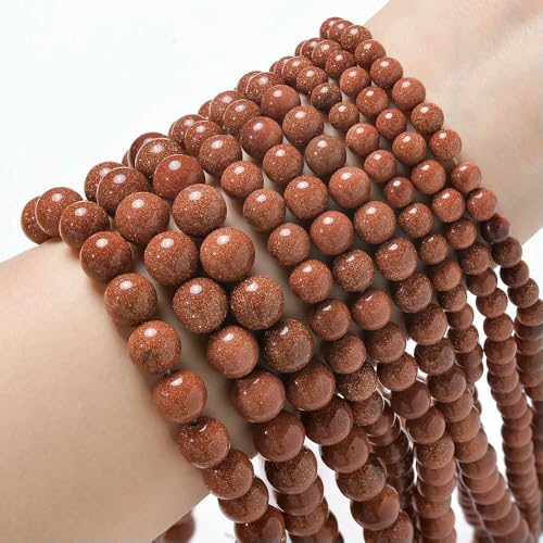 Natural Stone Beads Blue Tiger Eye Agate Turquoise Rose Quartz lapis Jade Round Loose Beads for Jewelry Making DIY Bracelet-Gold Sandstone-8mm about 45 pcs von VIEPGJ