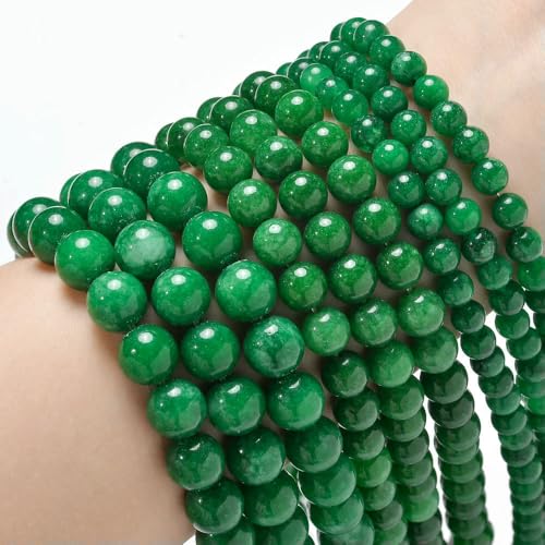 Natural Stone Beads Blue Tiger Eye Agate Turquoise Rose Quartz lapis Jade Round Loose Beads for Jewelry Making DIY Bracelet-Green jade-10mm about 36 pcs von VIEPGJ