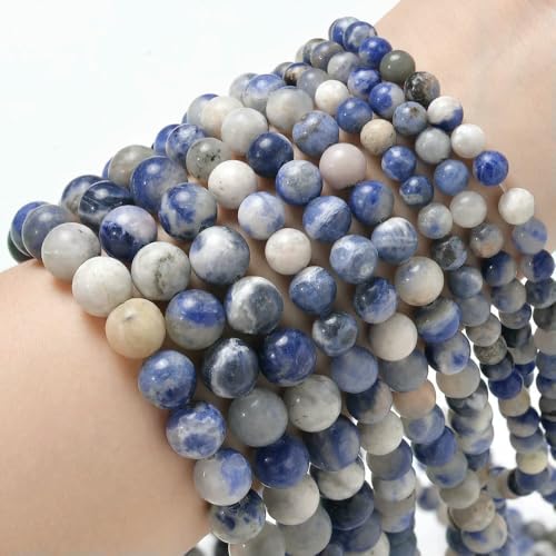 Natural Stone Beads Blue Tiger Eye Agate Turquoise Rose Quartz lapis Jade Round Loose Beads for Jewelry Making DIY Bracelet-Sodalite-8mm about 45 pcs Natural Stone Beads Blue Tiger Eye Agate Turquoise Rose Quartz lapis Jade Round Loose Beads for Jewelry Making DIY Bracelet-Sodalite-8mm about 45 pcs von VIEPGJ