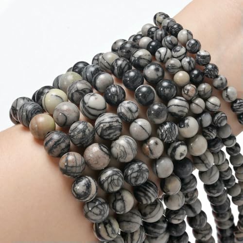 Natural Stone Beads Blue Tiger Eye Agate Turquoise Rose Quartz lapis Jade Round Loose Beads for Jewelry Making DIY Bracelet-Spider-web-10mm about 36 pcs von VIEPGJ