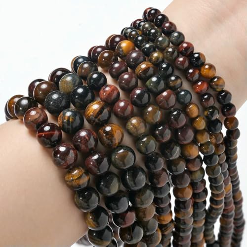 Natural Stone Beads Blue Tiger Eye Agate Turquoise Rose Quartz lapis Jade Round Loose Beads for Jewelry Making DIY Bracelet-Tiger eye-6mm about 61 pcs von VIEPGJ