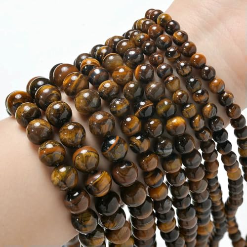 Natural Stone Beads Blue Tiger Eye Agate Turquoise Rose Quartz lapis Jade Round Loose Beads for Jewelry Making DIY Bracelet-Tiger eye_a-8mm about 45 pcs von VIEPGJ