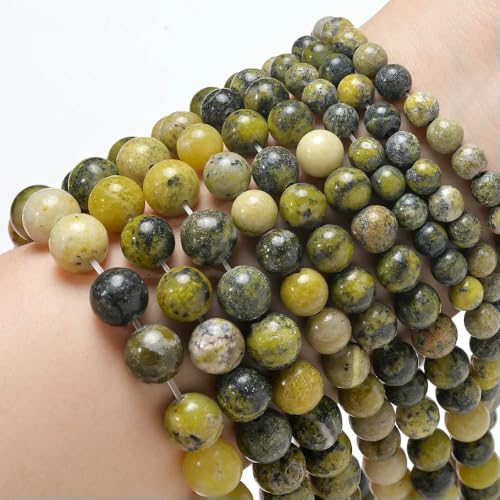 Natural Stone Beads Blue Tiger Eye Agate Turquoise Rose Quartz lapis Jade Round Loose Beads for Jewelry Making DIY Bracelet-Yellow Turquoise-10mm about 36 pcs von VIEPGJ