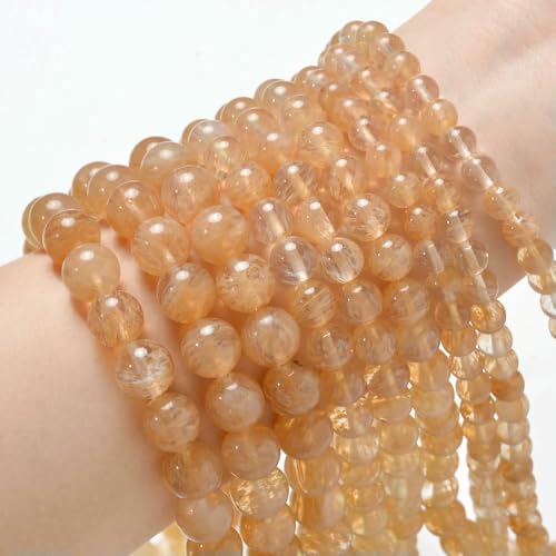 Natural Stone Beads Blue Tiger Eye Agate Turquoise Rose Quartz lapis Jade Round Loose Beads for Jewelry Making DIY Bracelet-Yellow Watermelon-8mm about 45 pcs von VIEPGJ