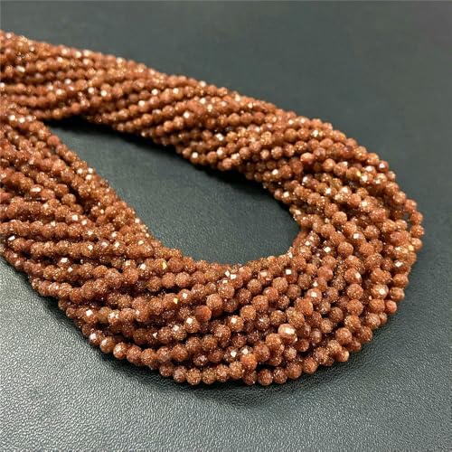 Natural Stone Faceted Crytsal Beads 2 3 4.0mm Round Quartz lapis lazuli Tiger Eye Loose Beads for Jewelry Making DIY Bracelet-Gold Sandstone-4.0mm about 80pcs von VIEPGJ