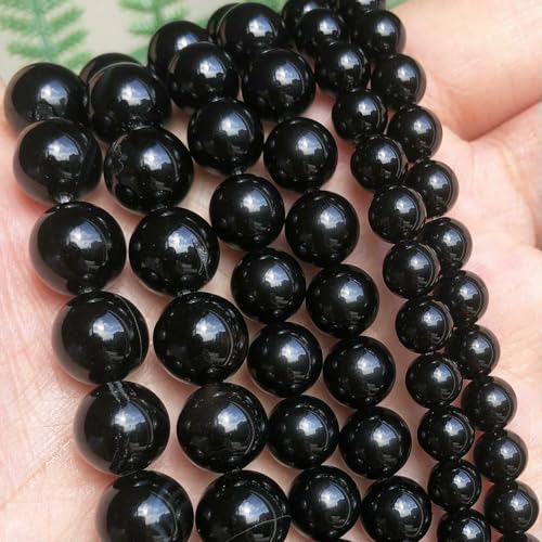 Natural Stone Multicolor Tiger Eye Round Loose Beads For Jewelry Making 4 6 8 10 12 14.0mm DIY Bracelet Accessories 15'' Strands-Black Agate-12mm (approx 28pcs) von VIEPGJ