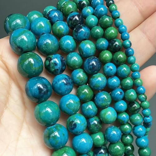Natural Stone Multicolor Tiger Eye Round Loose Beads For Jewelry Making 4 6 8 10 12 14.0mm DIY Bracelet Accessories 15'' Strands-Chrysocolla-4.0mm (approx 91pcs) von VIEPGJ