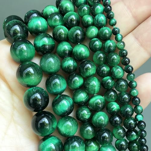 Natural Stone Multicolor Tiger Eye Round Loose Beads For Jewelry Making 4 6 8 10 12 14.0mm DIY Bracelet Accessories 15'' Strands-Green-14.0mm (approx 20pcs) von VIEPGJ