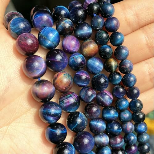 Natural Stone Multicolor Tiger Eye Round Loose Beads For Jewelry Making 4 6 8 10 12 14.0mm DIY Bracelet Accessories 15'' Strands-Multicolor 4-4.0mm (approx 91pcs von VIEPGJ