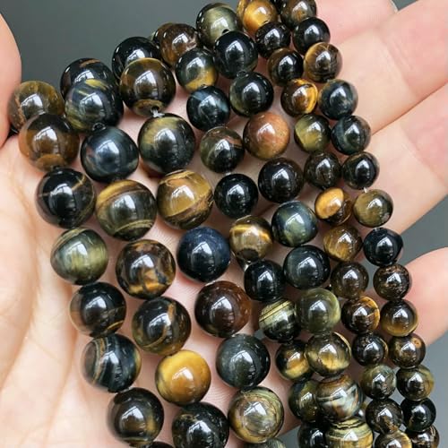 Natural Stone Multicolor Tiger Eye Round Loose Beads For Jewelry Making 4 6 8 10 12 14.0mm DIY Bracelet Accessories 15'' Strands-Yellow Blue-12mm (approx 28pcs) von VIEPGJ