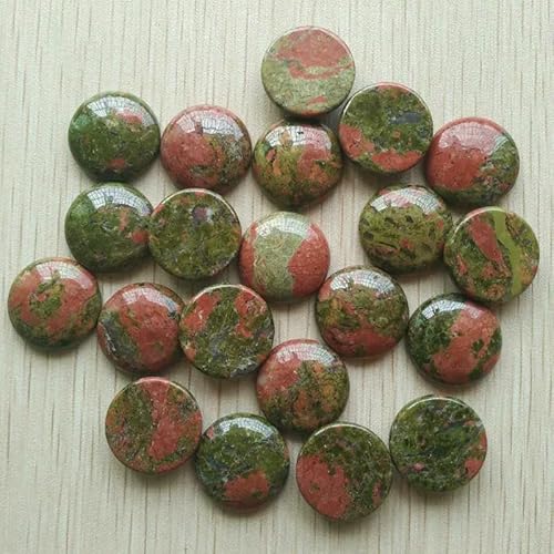Natural tiger eye Labradorite quartz red stone round cabochon beads for jewelry making 20mm Wholesale 20pcs/lot-flower green von VIEPGJ
