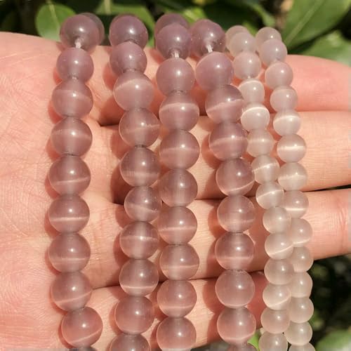 Naturstein, rosa, weiß, blau, Mondstein, Katzenaugenperlen zur Schmuckherstellung, glatte, lose Perlen, Opal, DIY-Charm-Armbänder, Halsketten, hellviolett, 8 mm, 46 Stück Naturstein, rosa, weiß, blau, Mondstein, Katzenaugenperlen zur Schmuckherstellung, glatte, lose Perlen, Opal, DIY-Charm-Armbänder, Halsketten, hellviolett, 8 mm, 46 Stück von VIEPGJ