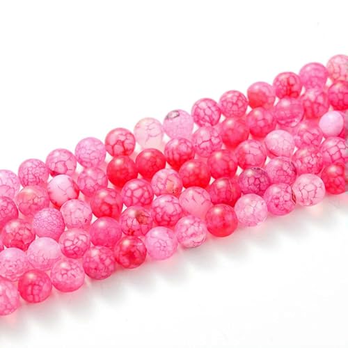 Natursteinperlen, Tigerauge, Achate, Amazonit, Jade, Mondstein, Quarz, Lavaperlen zur Schmuckherstellung, DIY-Armbandzubehör – gesprungener Feuerdrache – 8 mm (ca. 45) von VIEPGJ