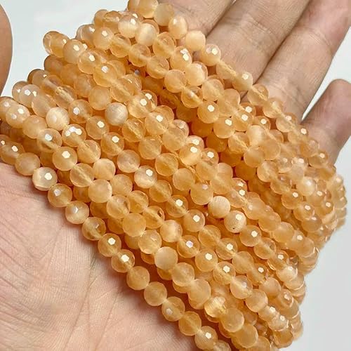 Pink Bracelet Beads 6MM Natural Faceted Rose Quartzs Chalcedony Angelite Cat eye Spacer Stone Bead For Bangles Jewelry Handmade-NO.20 Cat Eye-6MM 58-61 pieces von VIEPGJ