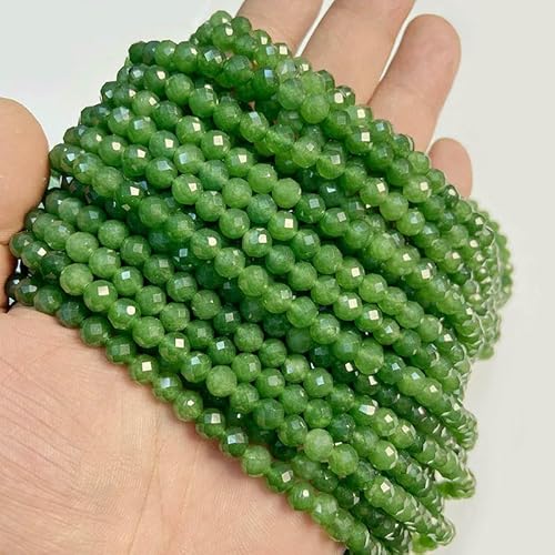 Pink Bracelet Beads 6MM Natural Faceted Rose Quartzs Chalcedony Angelite Cat eye Spacer Stone Bead For Bangles Jewelry Handmade-NO.9 Green Jade-6MM 58-61 pieces von VIEPGJ