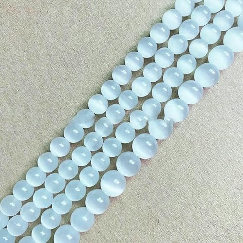 White Cat Eye Glass Round Loose Beads 4 6 8 10 12mm 7.5" or 15" Pick Length and Size For Jewelry Making DIY-White Cat Eye-4.0mm 85 to 90pcs von VIEPGJ